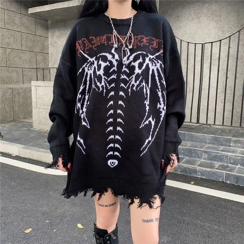 Áo Sweater Phong Cách Cổ Điển Goth Punk Harajuku Mới 2023 Y2k Cho Nữ