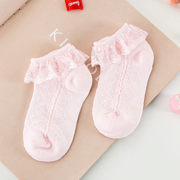 Vớ Cotton Lưới Mỏng Phối Ren Màu Sắc Xinh Xắn Cho Bé Gái