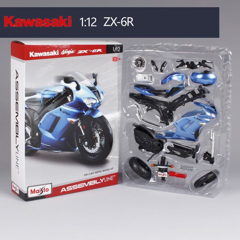 Mô hình lắp ráp moto Kawasaki ZX6R tỉ lệ 1:12 MAISTO