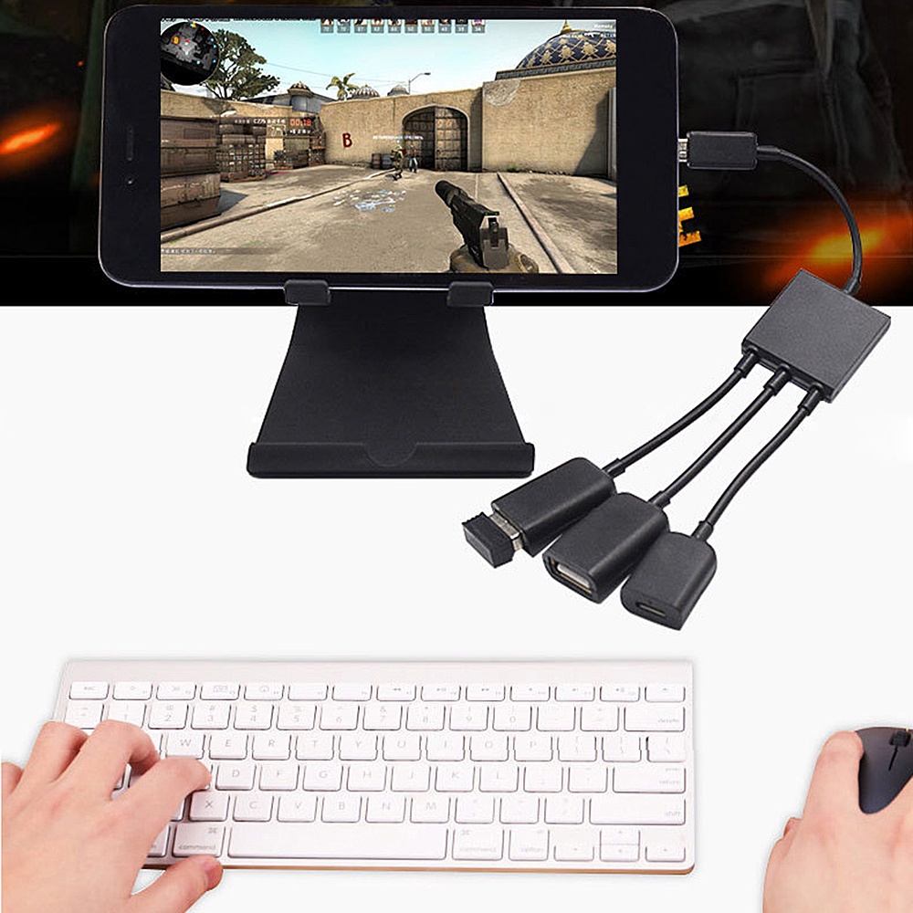 Dây cáp chuyển đổi 3 trong 1 đầu type-c sang cổng Micro OTG USB dành cho máy tính bảng Android