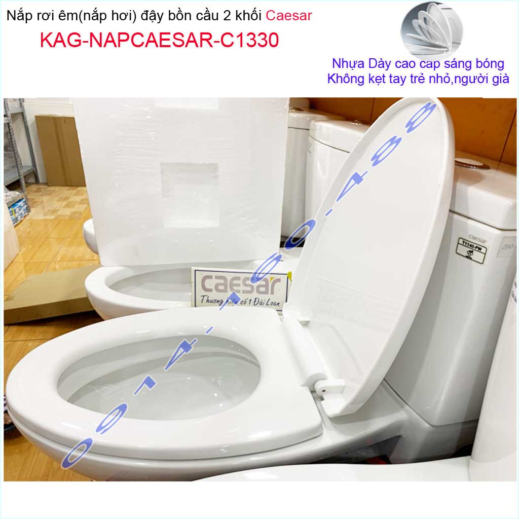 Nắp đậy bồn cầu Caesar C1330 trắng, nắp rơi êm bàn cầu 2 khối thân dài Linax C504-C702, Viglacer giá tốt chất lượng tốt