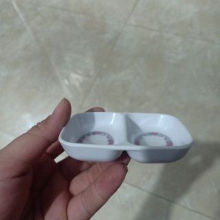 [COMBO 5 CÁI]CHÉN CHẤM MICA 2 NGĂN, MÀU TRẮNG HOA VĂN