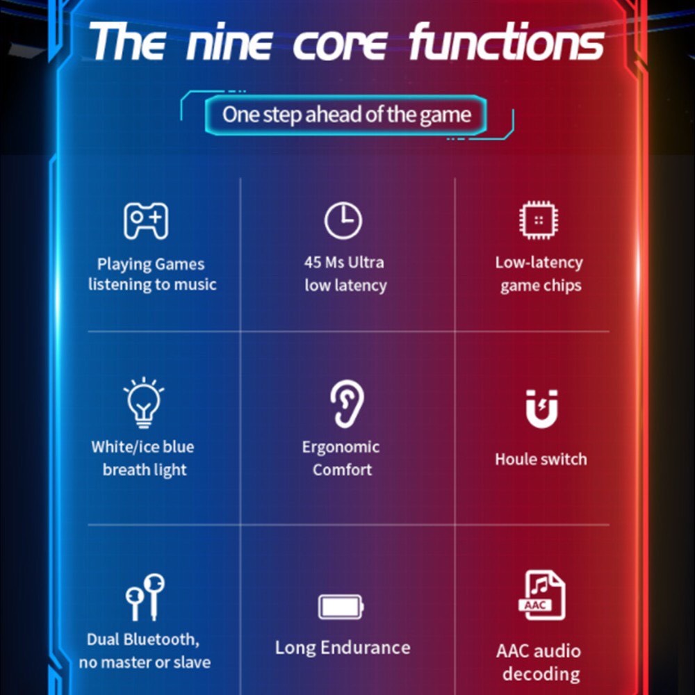 Tai nghe bluetooth game thủ MC bluetooth 5.0 delay cực thấp 45ms, tai nghe bluetooth gaming