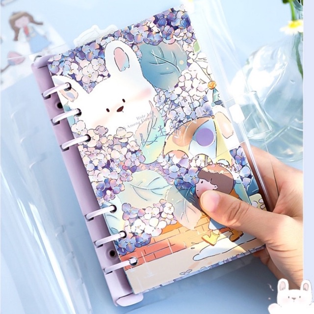 Set hộp quà tặng dễ thương kèm sổ tay sticker, washi, giấy note và móc khoá xinh