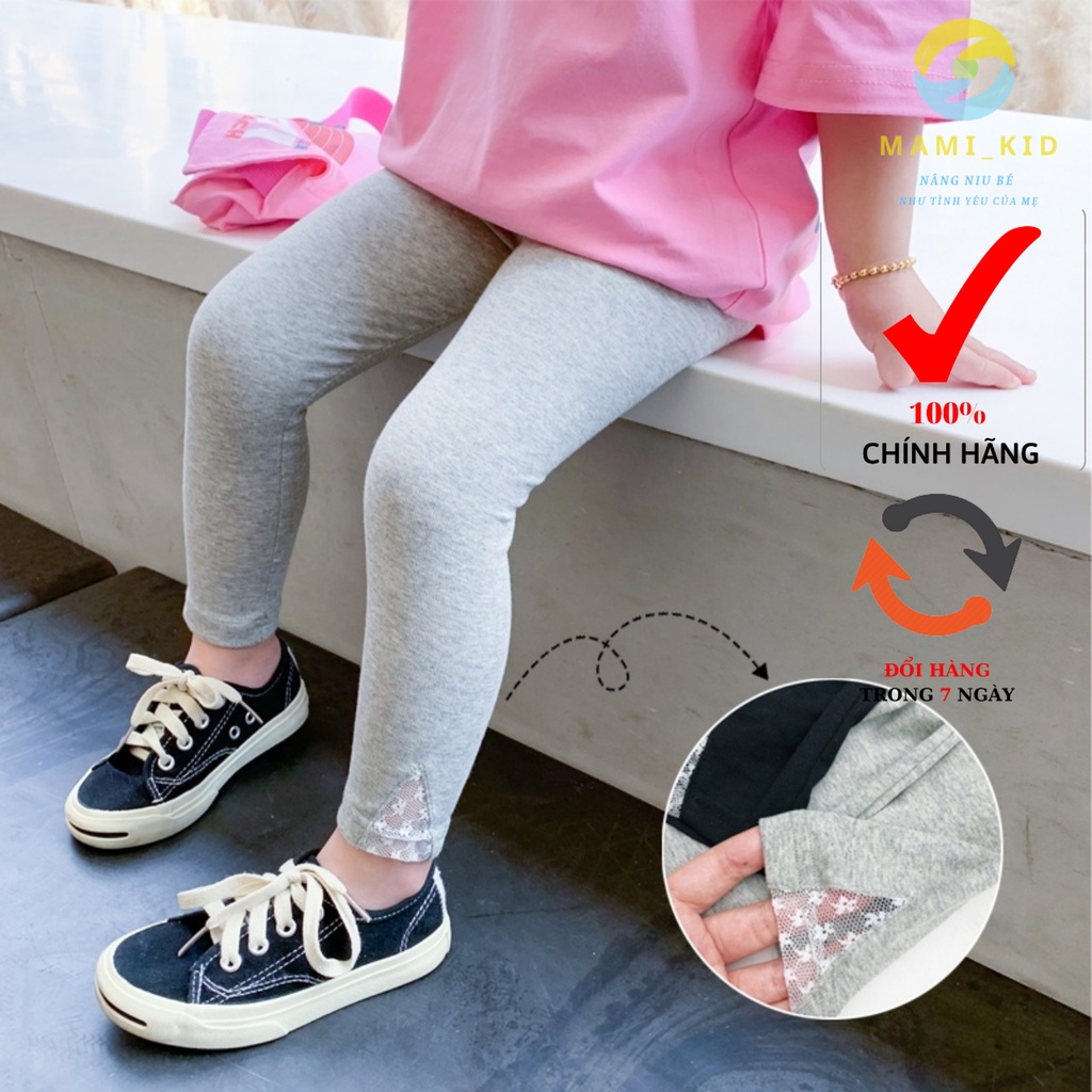 quần legging bé gái phối ren siêu xinh 9-38KG, chất cotton dày dặn, co giãn 4 chiều mami kid