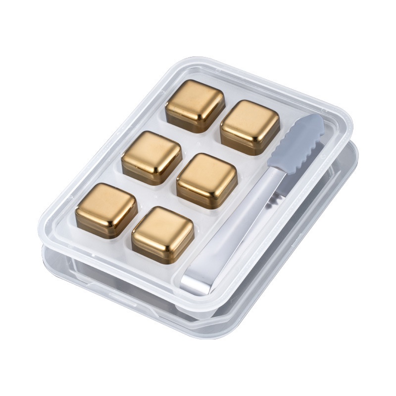 Bộ Đá Viên Bằng Thép Không Gỉ 316 Màu Vàng Dùng Làm Đá Uống Rượu Bia