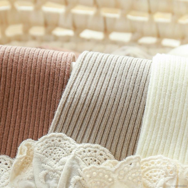 Cặp tất chân cotton mềm mại phối ren thoải mái dành cho bé