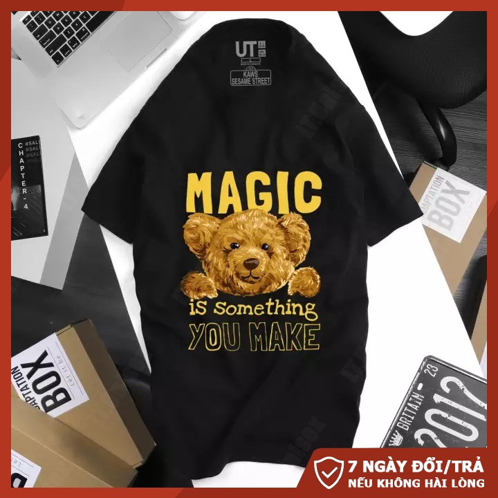 Áo thun nam cổ tròn tay ngắn❤️Freeship 50K❤️chất đẹp co giãn họa tiết Gấu Magic CZ195