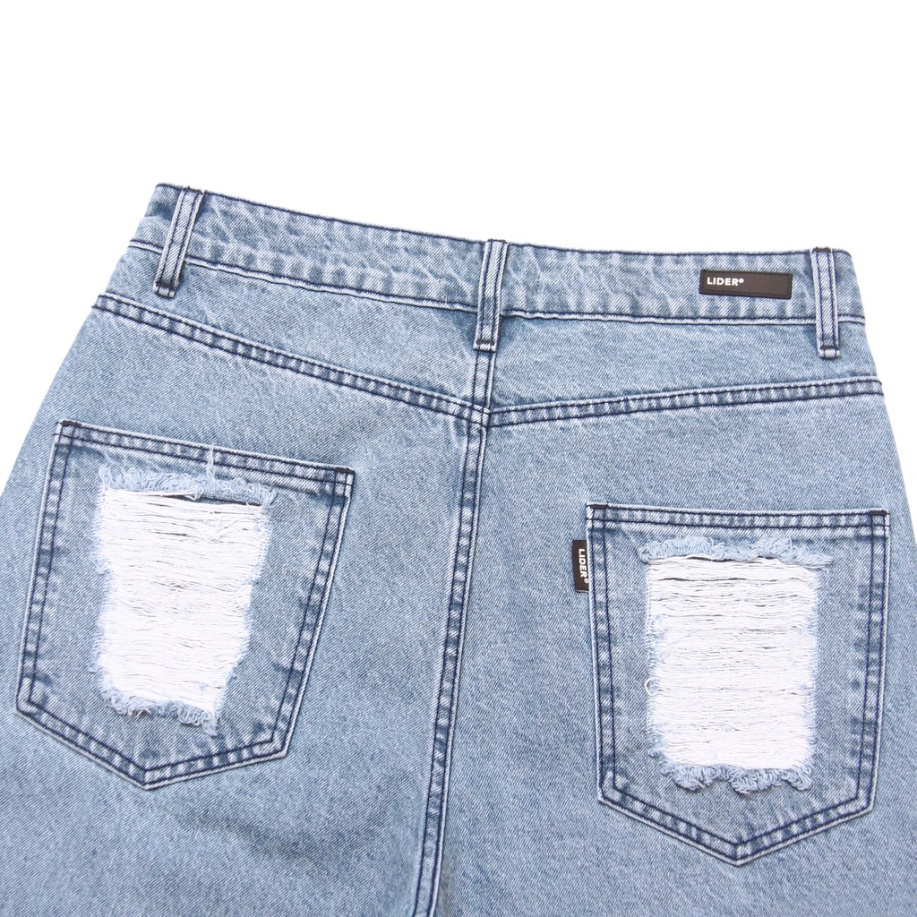 Quần Jeans Rách Ống Rộng Unisex LIDER CHARLIE RIPPED LOW-RISE JEANS - Light Blue