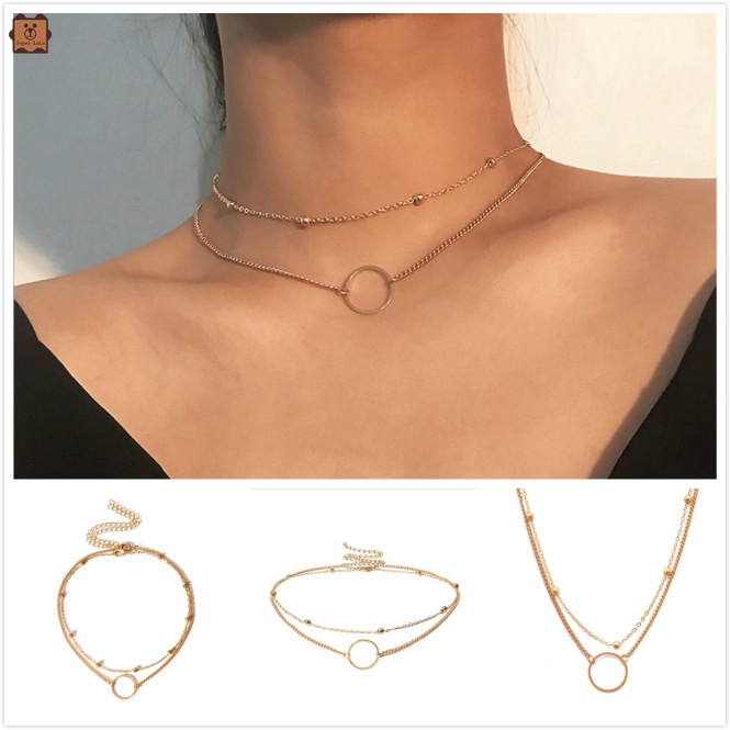 [Mã FASHIONCB232 hoàn tối đa 15K xu đơn 50K] Vòng Cổ Choker Nhiều Lớp Thiết Kế Hình Học Phong Cách Hàn Quốc Cho Nữ