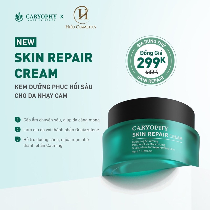 BỘ SẢN PHẨM DƯỠNG ẨM VÀ PHỤC HỒI CẤP TỐC CHO MỌI LOẠI DA CARYOPHY SKIN REPAIR