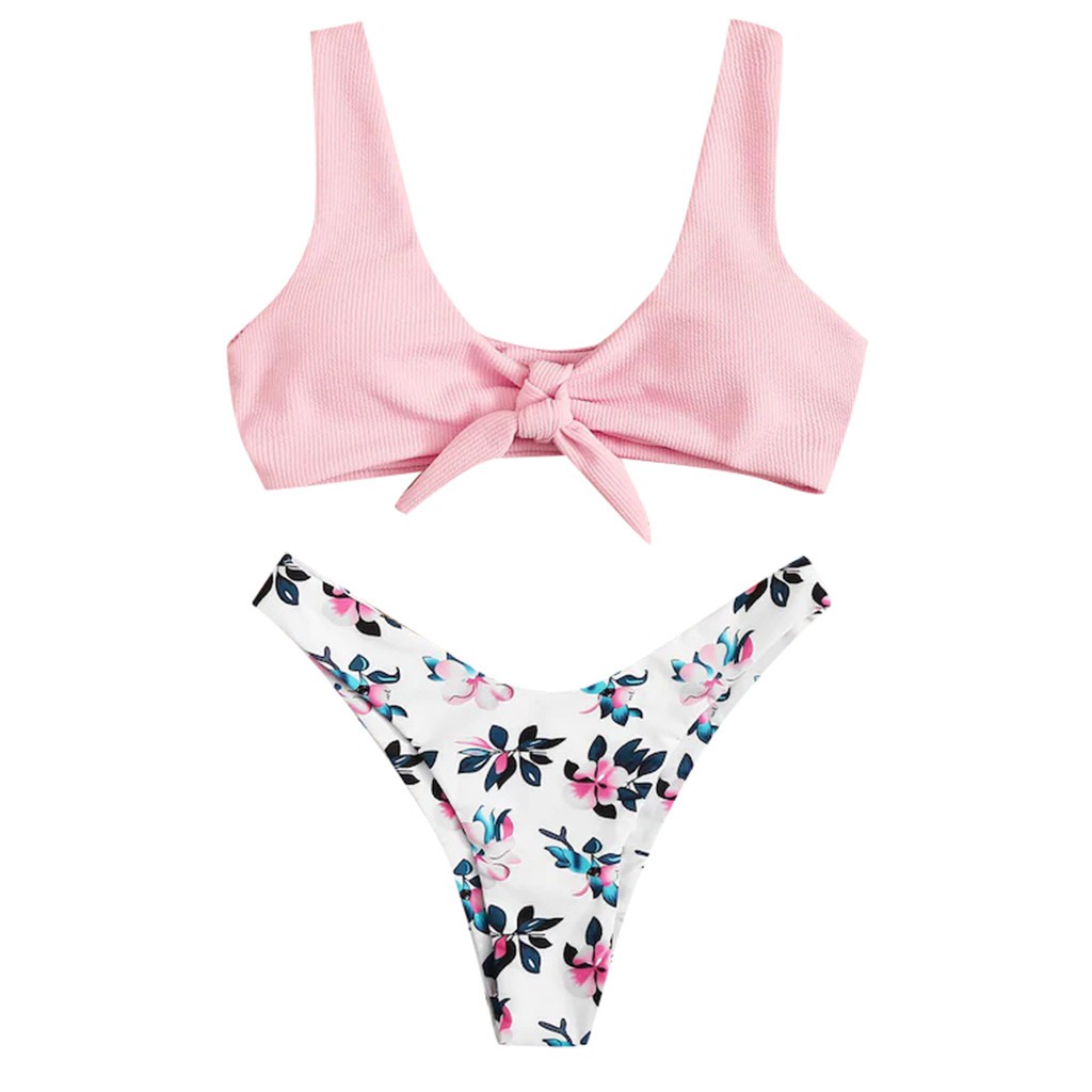 Set bikini 2 mảnh bra nâng ngực in hoa cho nữ | BigBuy360 - bigbuy360.vn