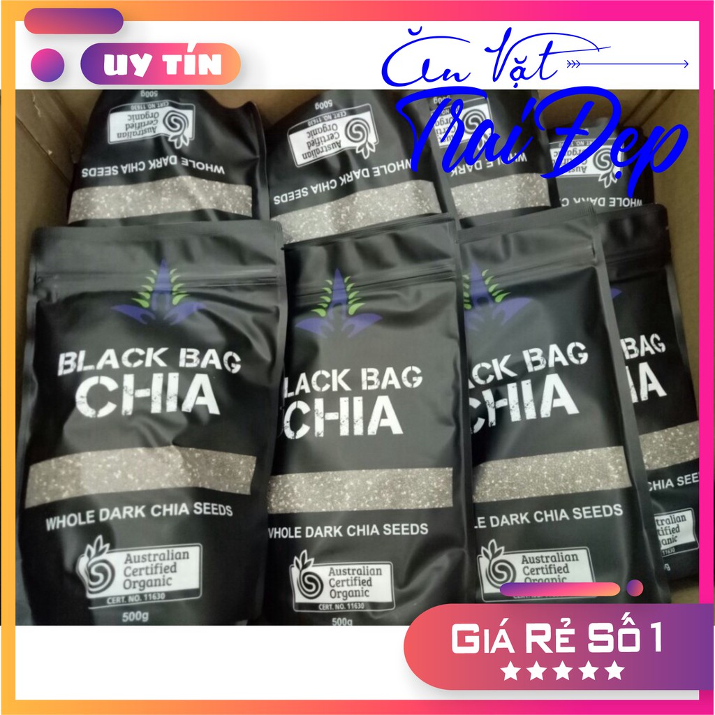 Hạt Chia Úc Organic Chia Seeds Túi Đen 500gr (Hàng Chuẩn) - Trai Đẹp Snack