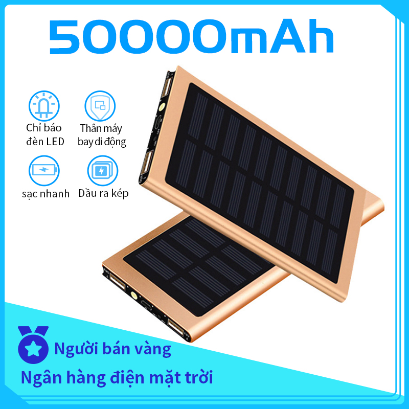 Sạc dự phòng năng lượng mặt trời Siêu mỏng và di động 50000mAh Power Bank