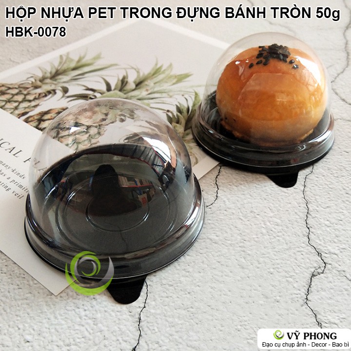 HỘP NHỰA PET 50g TRÒN NẮP CẦU ĐỰNG BÁNH ĐẾ ĐEN ĐẾ VÀNG ĐỰNG BÁNH TRUNG THU BÁNH TRỨNG CÁC LOẠI BÁNH KHÁC HBK-0078