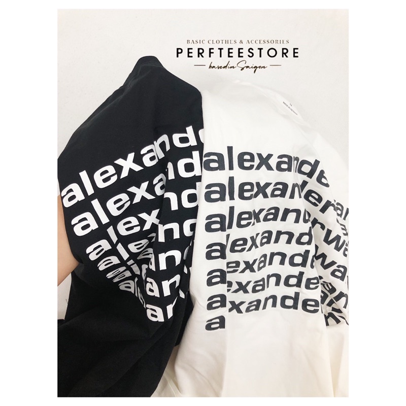 Áo thun tay ngắn in chữ Alex thun cotton 4 chiều form nam nữ