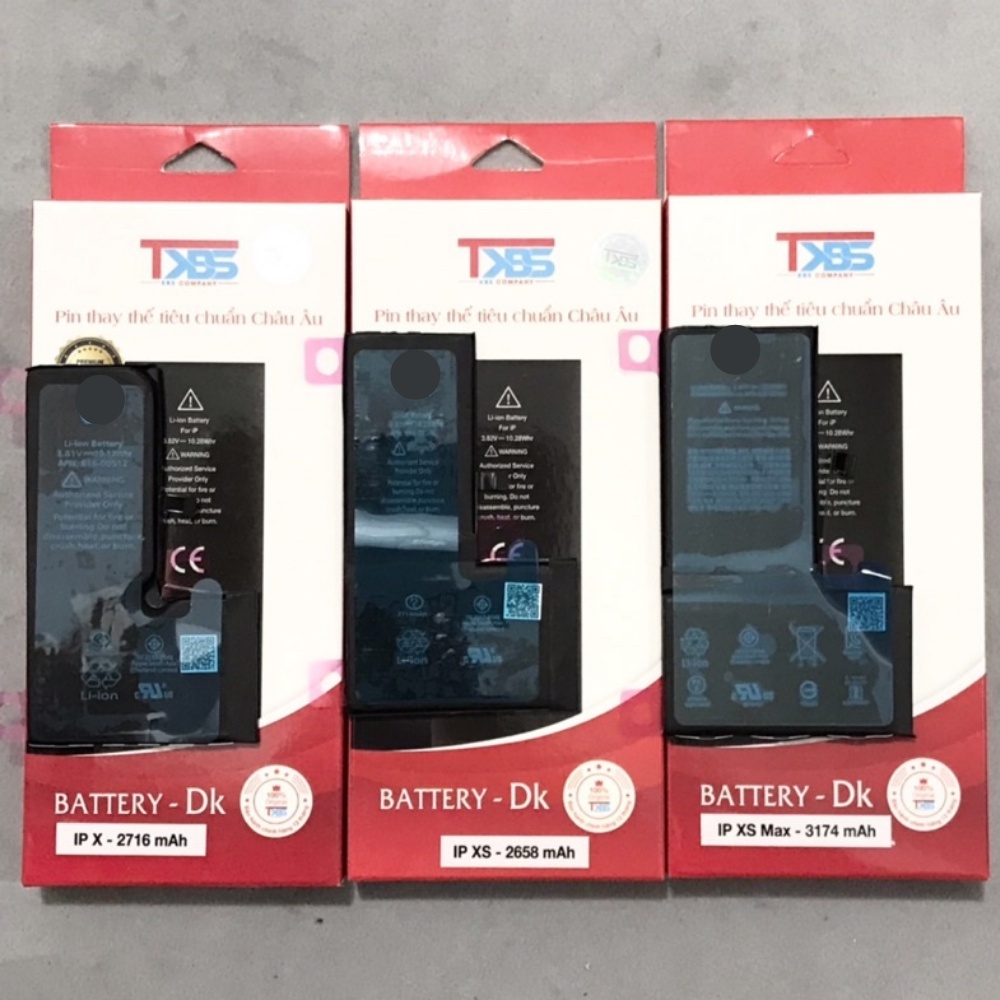 Pin điện thoại TKBS 5 5S 6 6S 7 8 Plus X Xs Xr Xsmax dung lượng chuẩn, tặng kèm kéo dán và tua vít - BH 12 tháng