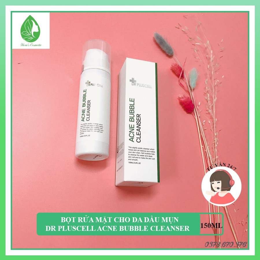 Sữa rửa mặt dạng bọt Dr Pluscell cho da dầu mụn_ acne bubble cleanser