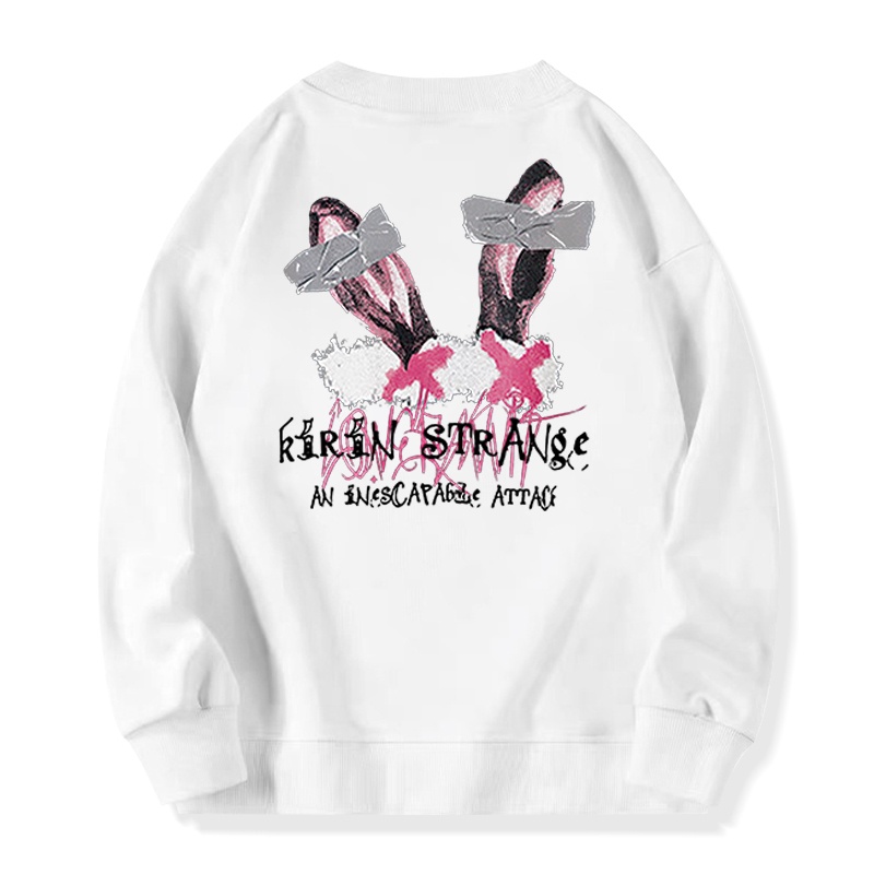 FOCUS Áo Nỉ harajuku vintage trắng bigsize unisex áo dài tay mẫu hot trend mùa Đông 100%cotton