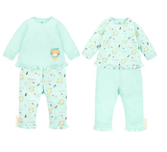 Set 2 bộ tay dài bèo gấu bé gái Lullaby 2019