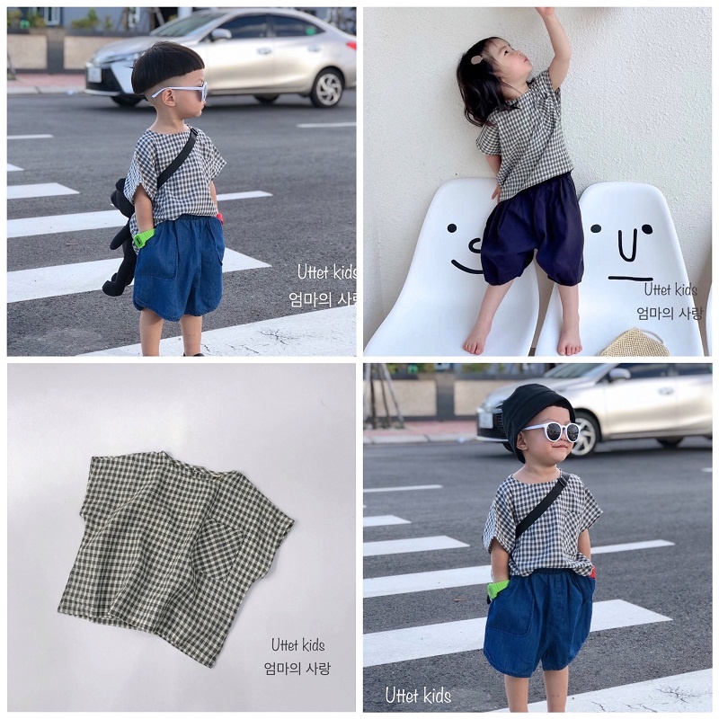 ÁO CARO  DÀNH CHO BÉ TRAI VÀ BÉ GÁI PHONG CÁCH HÀN QUỐC 1035 SIZE 80 ĐẾN 120