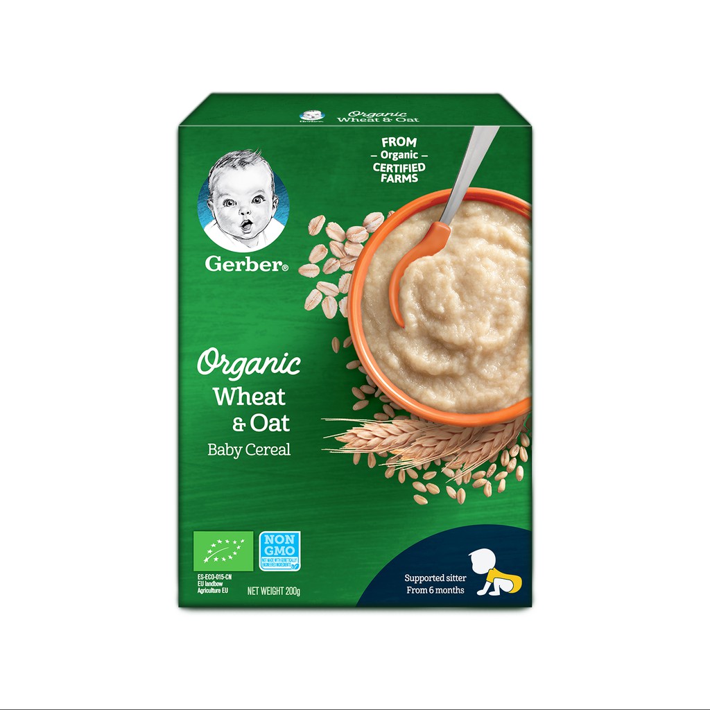 [Tặng 1 Khăn] Combo 2 Bột Gerber Organic Yến Mạch Và Bánh Quy + 2 Bánh Gerber Organic Táo Và Cam"
