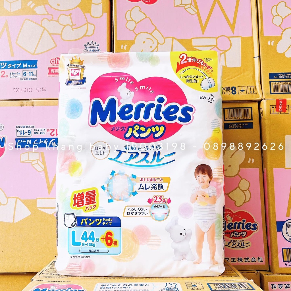 Bỉm Merries quần nội địa Nhật size M60/L50/XL44  - Shop Khang Baby