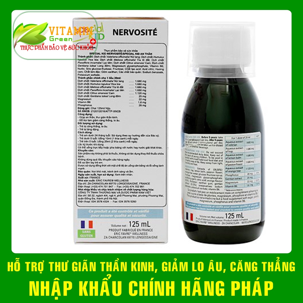 Special Kid Nervosite hỗ trợ thư giãn thần kinh, giảm lo âu căng thẳng cho bé 125ml | Nhập khẩu chính hãng Pháp