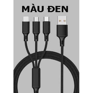 [Freeship] Cáp sạc 3 đầu ( 3 in 1) đa năng | Dây dù , Dài 1.2M | Micro USB / Type C / Lightning