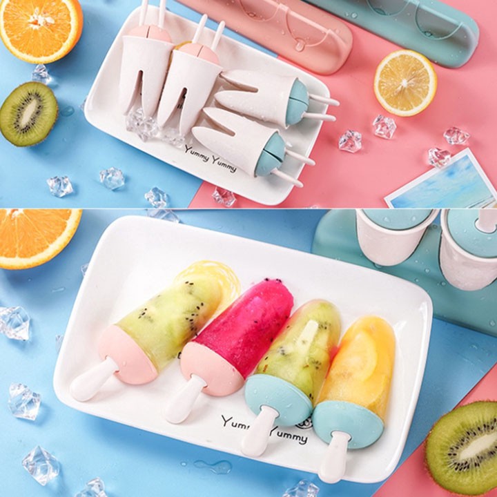 Hộp làm kem, khuôn làm kem que 8 ngăn hình tai thỏ dễ thương tienich247