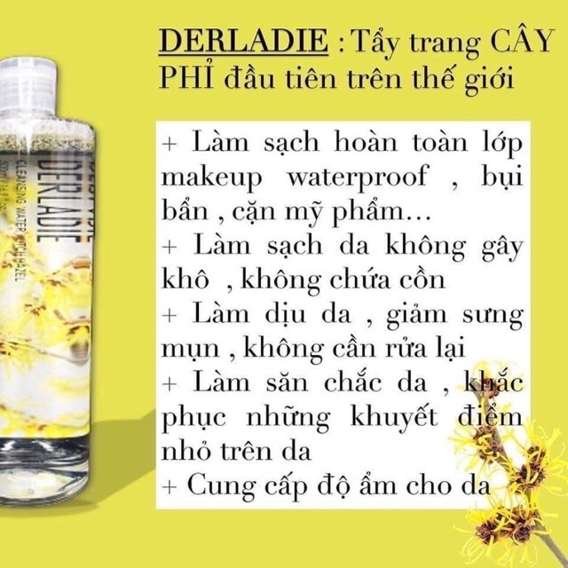 Nước Tẩy Trang Derladie Cleansing Water Witch Hazel