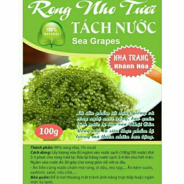 [ 100gr ] Rong nho tách nước nở ra 300g rong tươi