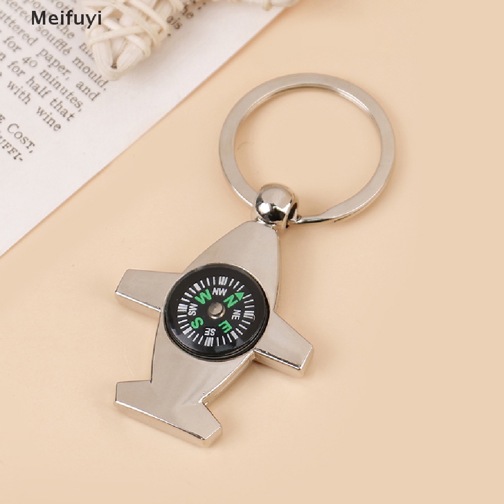 [Meifuyi] Outdoor Compass Aircraft Keychain Car Bag KeyRing Couples Keychain Lover Gift COD