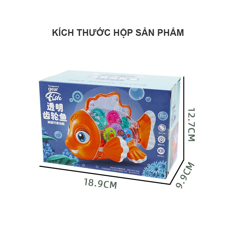 [TẶNG PIN] Đồ Chơi Cá Robot bánh răng, ánh sáng, âm thanh, di chuyển thông minh cuốn hút cho bé