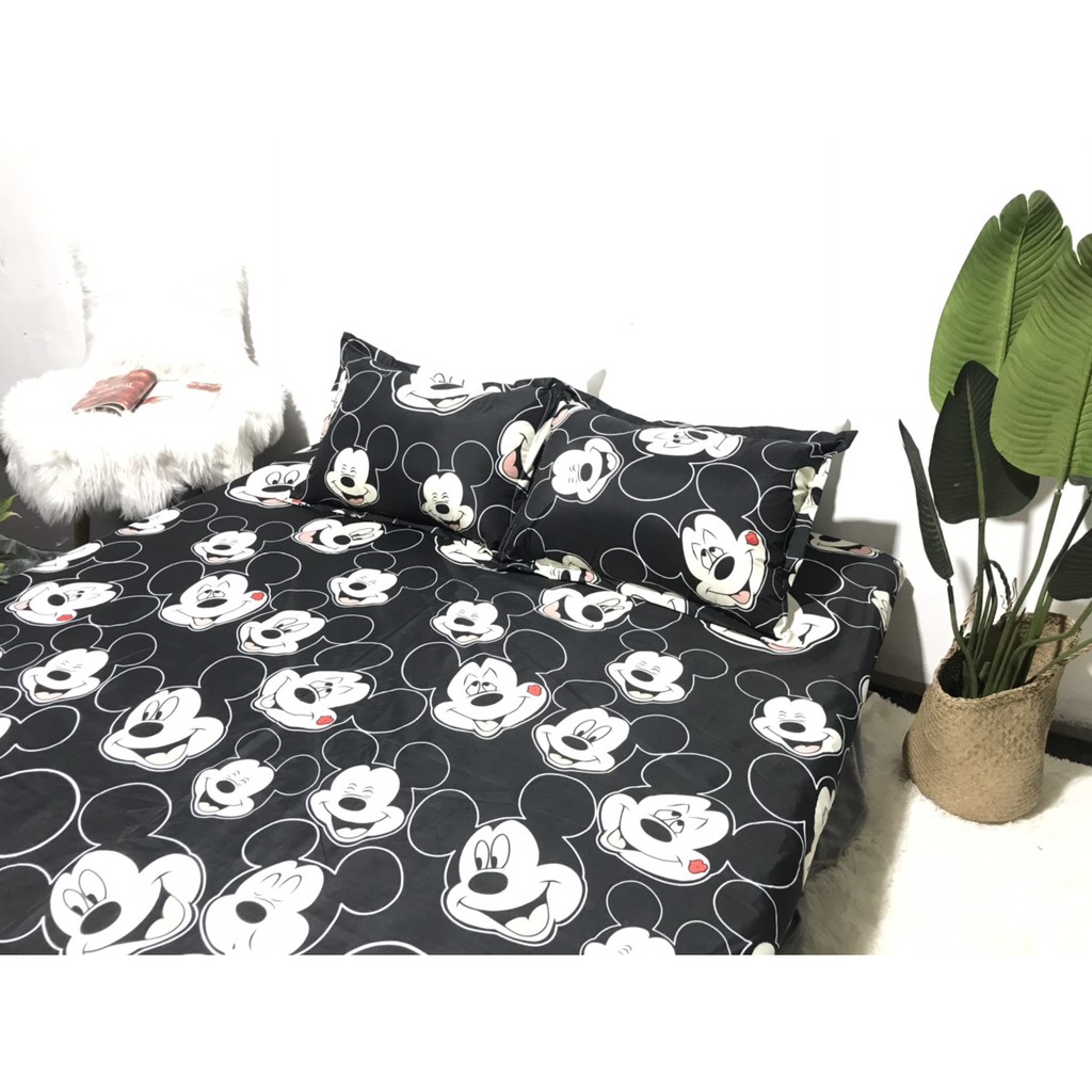 Set Ga Gối 3 Món Siêu Mềm Mịn Mikey Đen JBN2