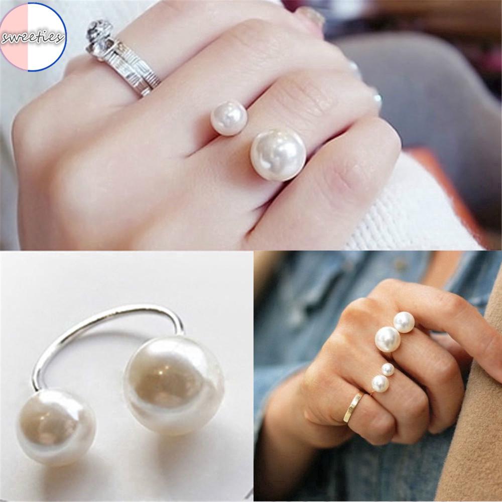 Vòng tay bằng bạc đính ngọc trai giả có thể điều chỉnh quyến rũ cho nữ