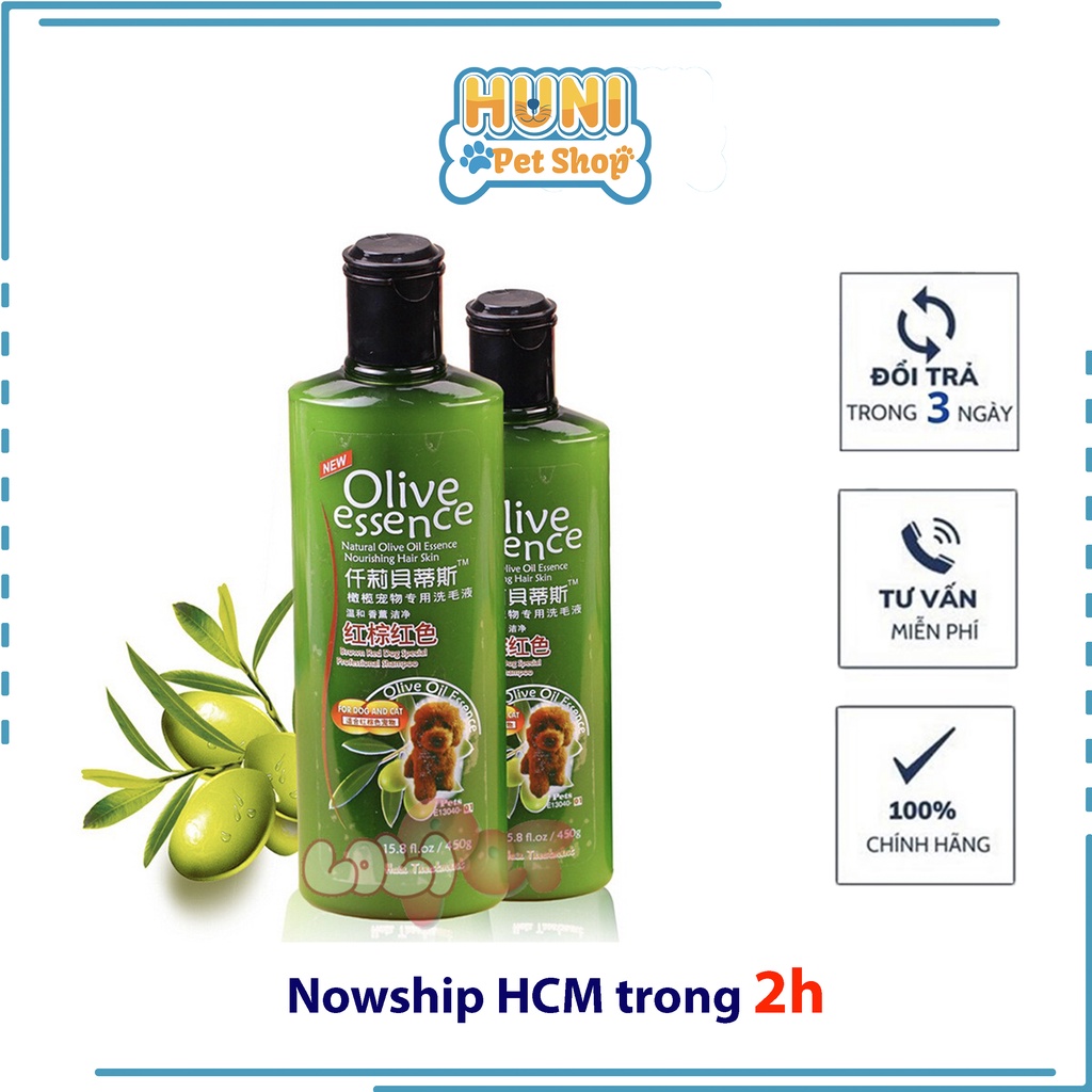Sữa tắm chó Olive mùi thơm, hoàn toàn từ thiên nhiên lông trắng, lông nâu, poodle, dưỡng da - Huni petshop