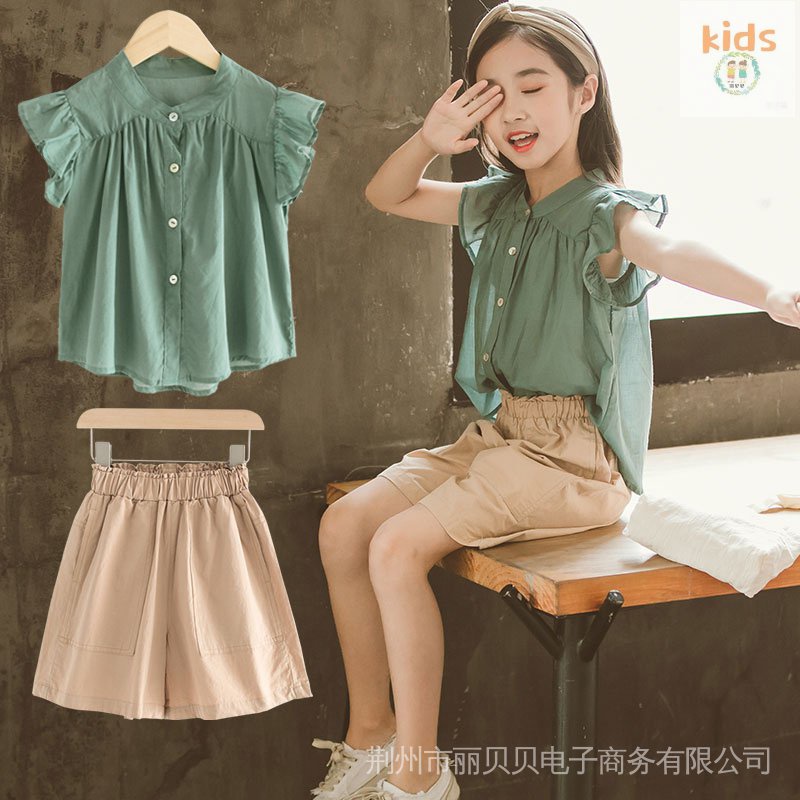 Bộ Đồ Thời Trang Mùa Hè 2022 Áo Tay Ngắn Kiểu Hàn Quốc Dễ Thương Cho Bé Gái