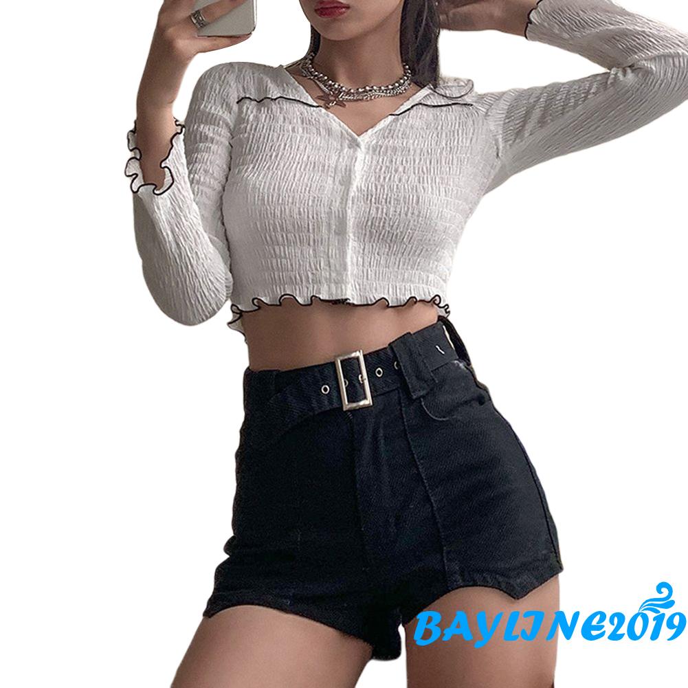 Áo Nữ Tay Dài Màu Trơn Thời Trang Quyến Rũ