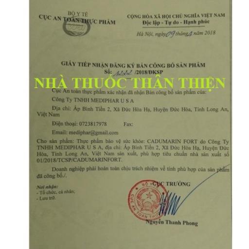 Cadumarin Fort – Hỗ trợ điều trị viêm gan, phục hồi chức năng gan, tăng cường giải độc gan (100 viên)