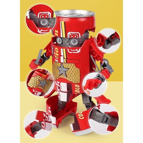 Đồ Chơi Robot Biến Hình Lon Nước, Đồ Chơi Siêu Nhân Lon Nước, Đồ Chơi Lắp Ráp Cho Bé 02136