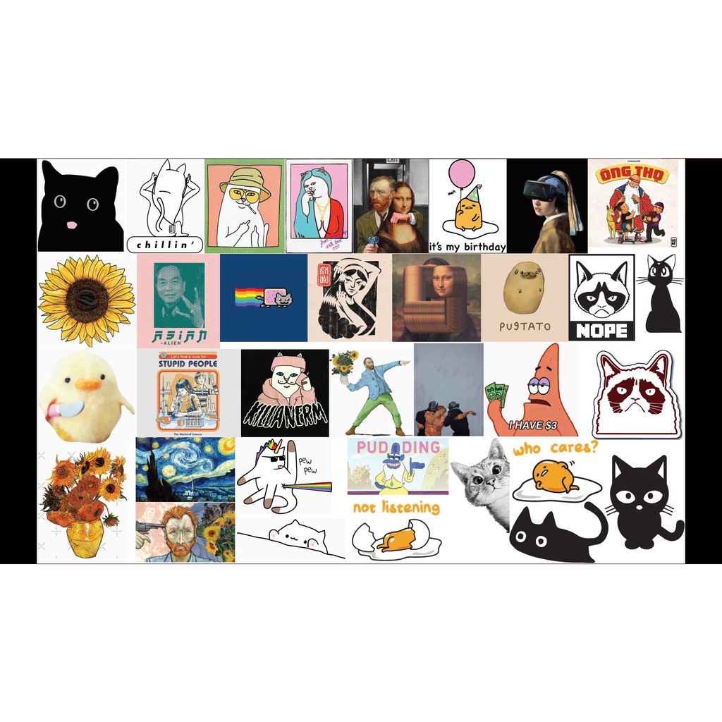 Sticker mèo DECAL CẮT SẴN dán mũ bảo hiểm, vali, máy tính,xe, tủ lạnh, nhà....