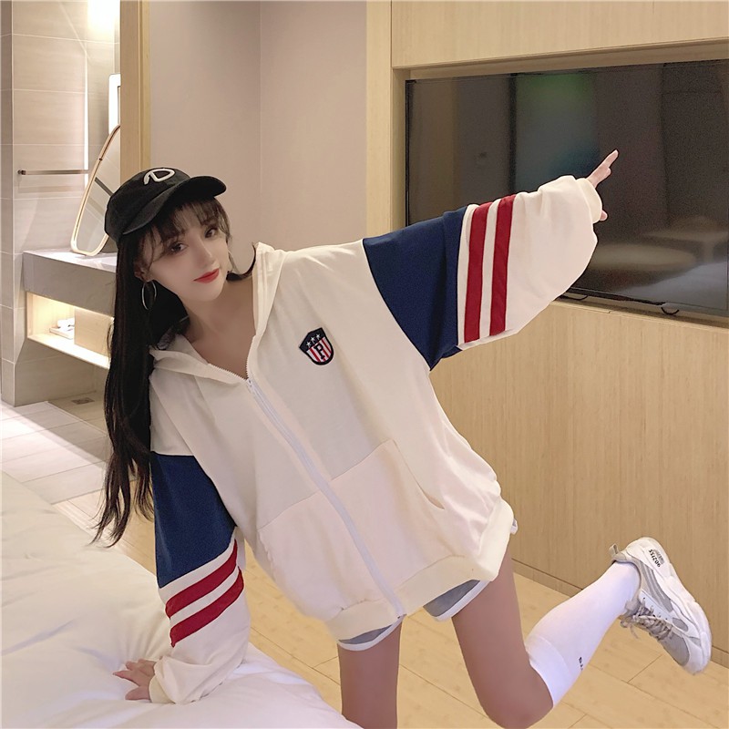 Áo Khoác Dài Tay Có Mũ Phối Khóa Kéo Năng Động Thời Trang Dành Cho Nữ | BigBuy360 - bigbuy360.vn