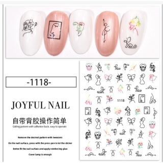 Bộ sticker dán móng trừu tượng siêu bền siêu dính