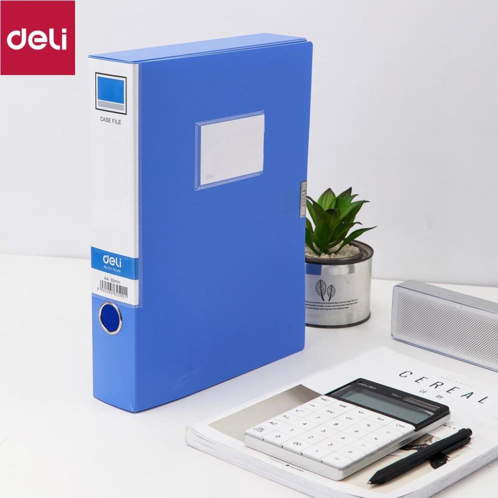 File hộp Deli - 5cm/7cm/10cm - chất liệu PP tốt - Xanh dương - 1 chiếc - W31115 / W31116 / W38117 [Deli]