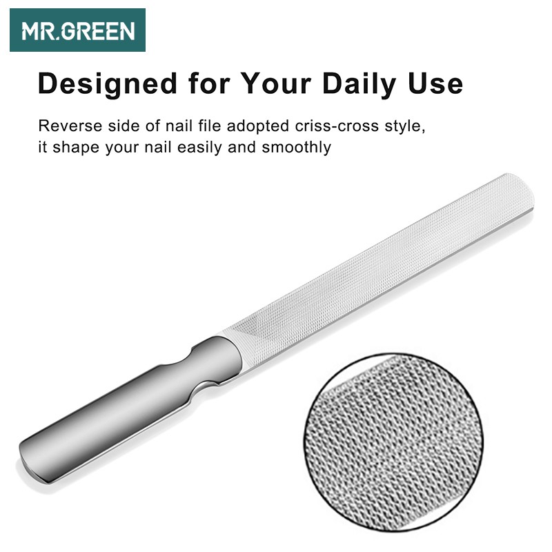 Dụng Cụ Dũa Móng Tay MR.GREEN Hai Mặt Chống Trượt Bằng Thép Không Gỉ