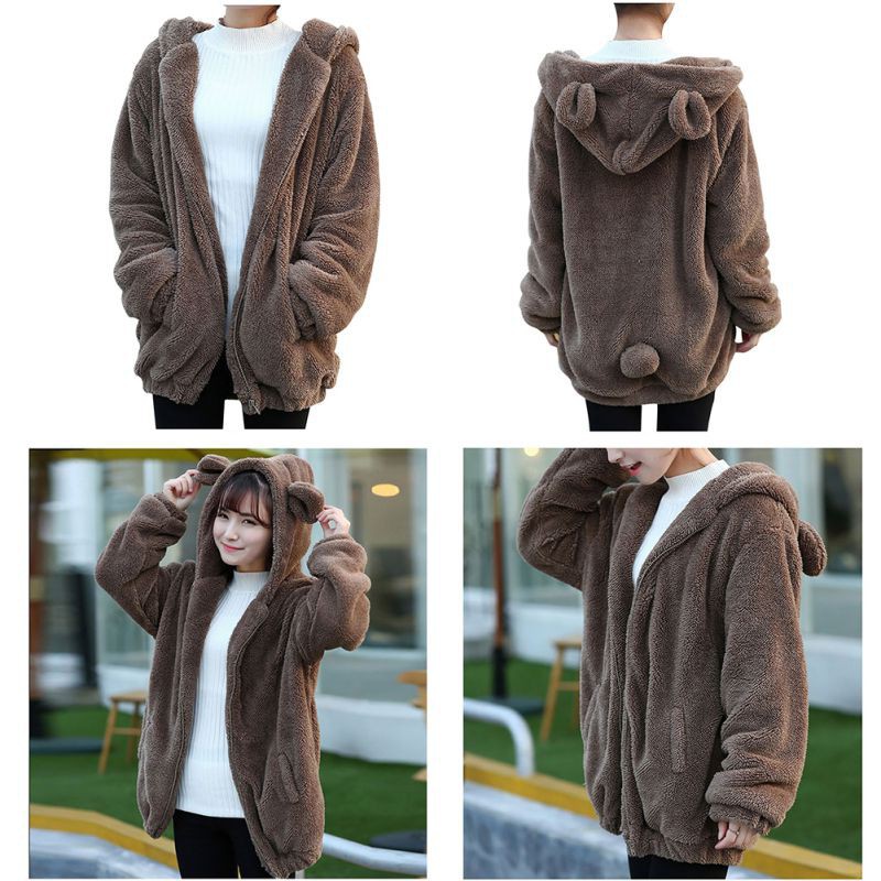 Áo Hoodie mùa đông tai gấu dễ thương cho nữ | BigBuy360 - bigbuy360.vn