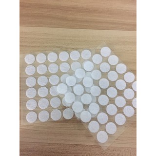 Khóa nhám, gai dính Velcro chấm tròn có sẵng keo dán size 15mm màu trắng