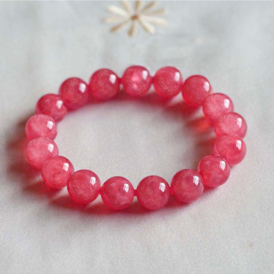 Vòng Tay Chuỗi Hạt Đá Rhodochrosite Tự Nhiên Màu Đỏ Cho Nữ