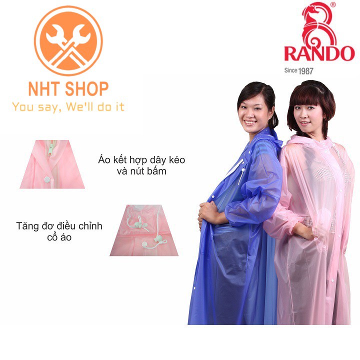 Áo Mưa RANDO Poncho Dây Kéo Trong Màu APPC-09  Bảo Vệ Toàn Diện – NHT Shop